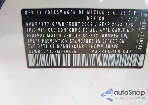 2014 Volkswagen Jetta 1.8T Se from USA, damaged, VIN 3VWD17AJ2EM390955